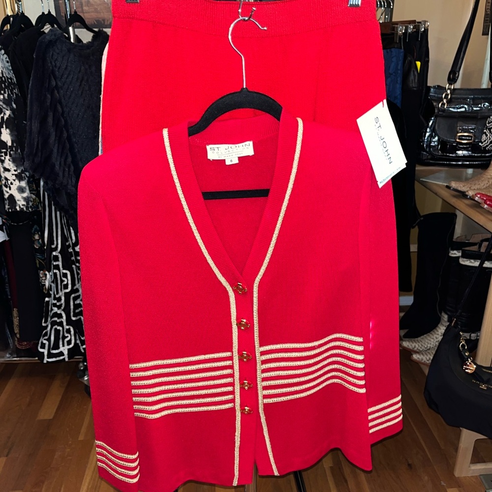 St. John Red Skirt Set